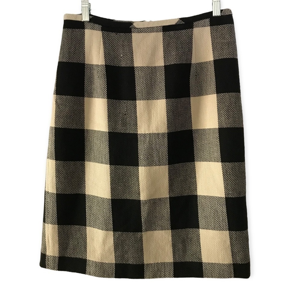 Focus 2000 Vintage Buffalo Plaid Black and Beige Skirt